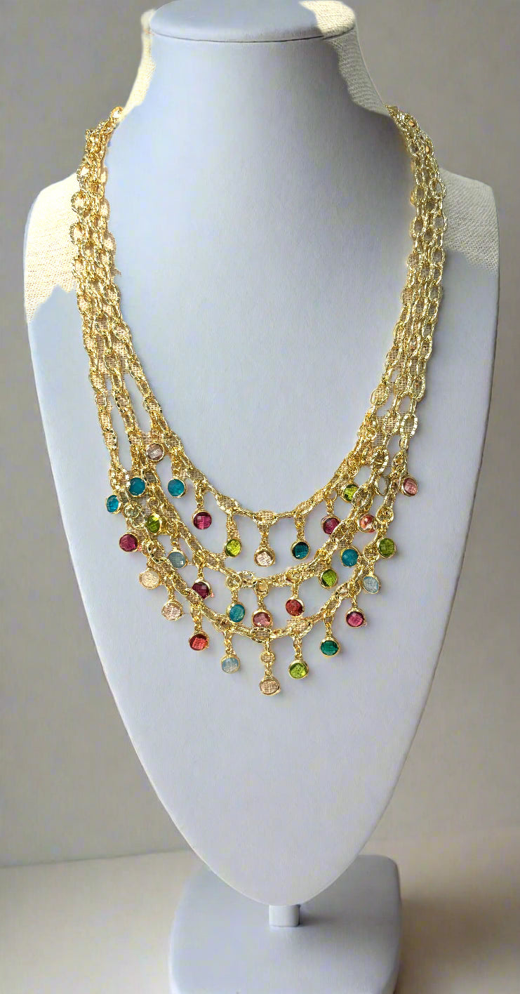 Multi Strand Rhinestone Necklace