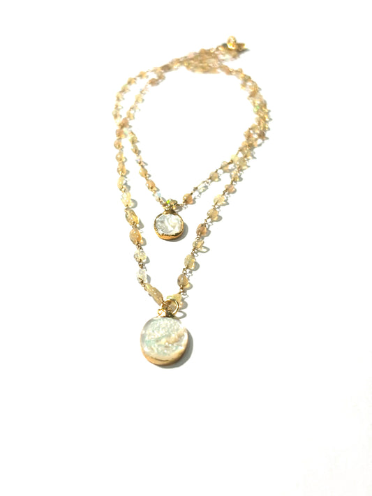 Double Strand Cameo Necklace