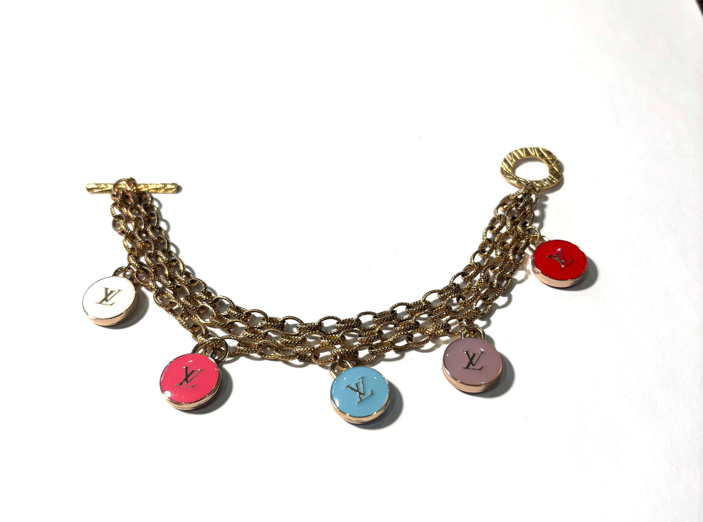 Multi Strand Antique Gold  Repurposed Bracelet