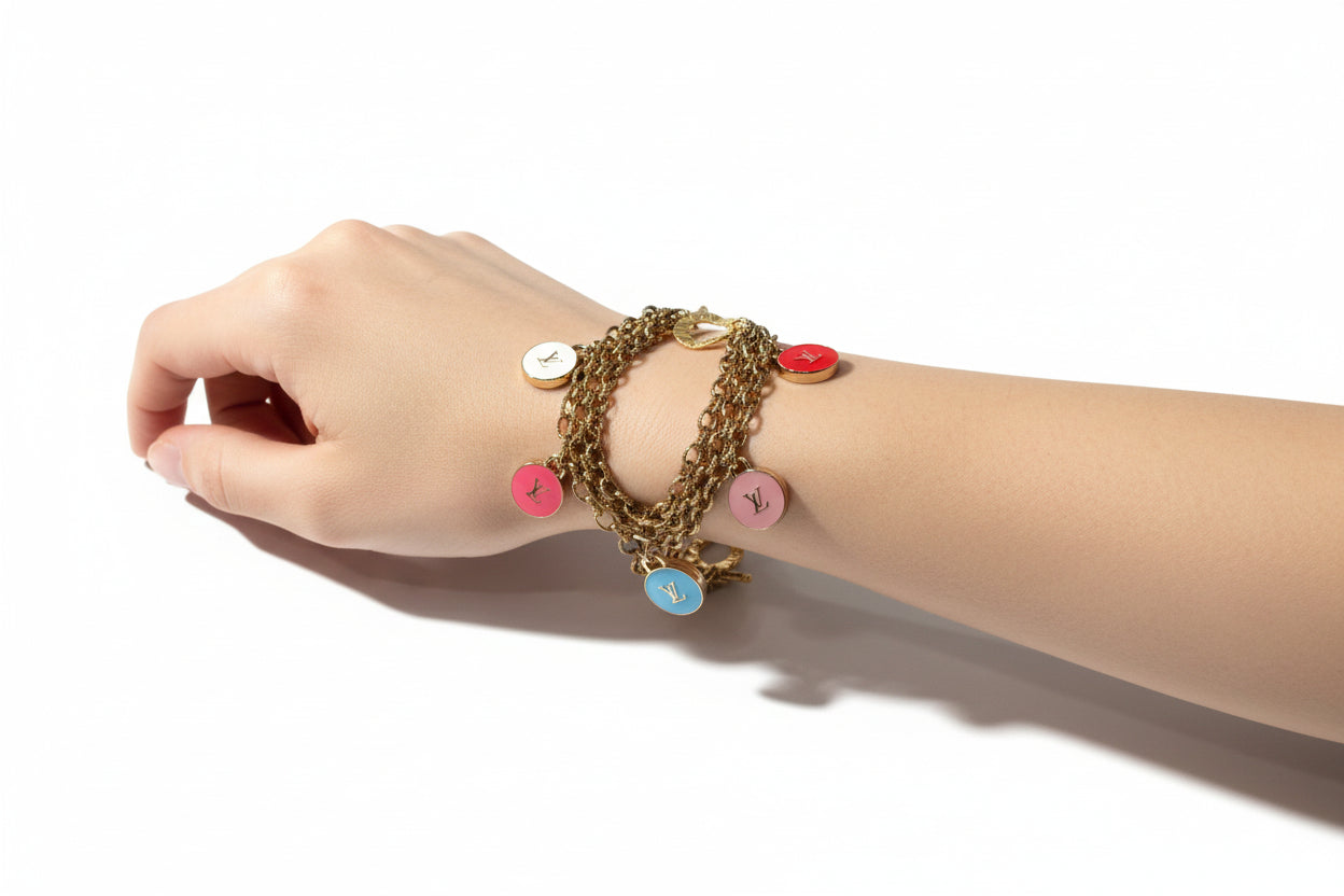 Multi Strand Antique Gold  Repurposed Bracelet