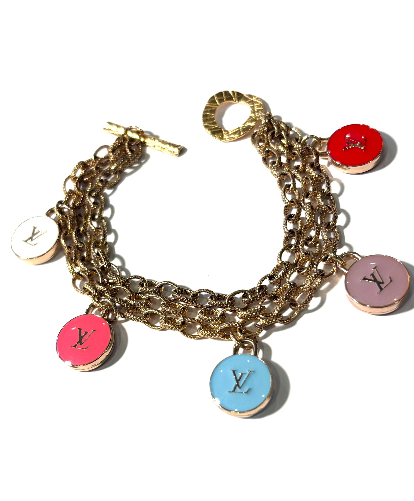 Multi Strand Antique Gold  Repurposed Bracelet