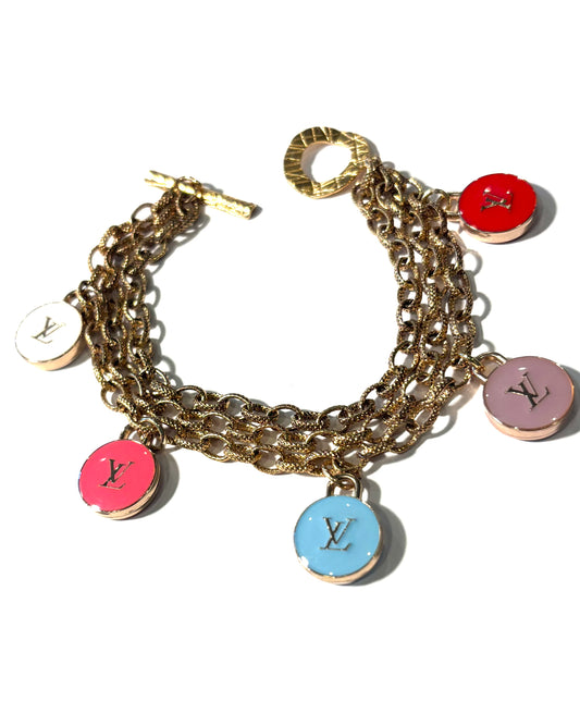 Multi Strand Antique Gold  Repurposed Bracelet