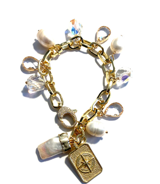 Baroque Compass Charm Bracelet