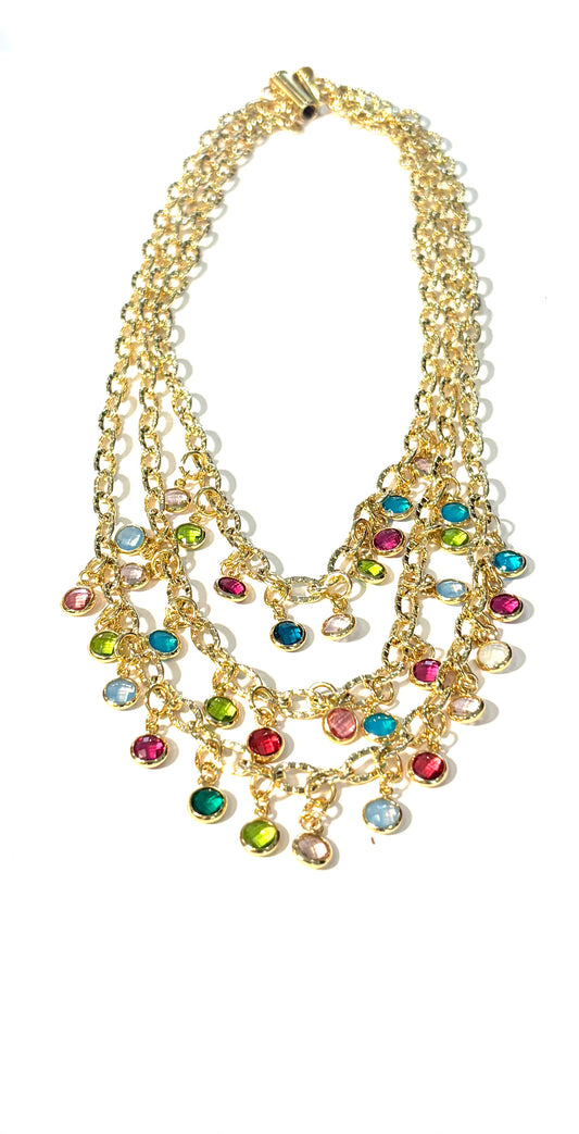 Multi Strand Rhinestone Necklace
